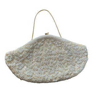 Simpson's White Beaded Clutch Vintage
